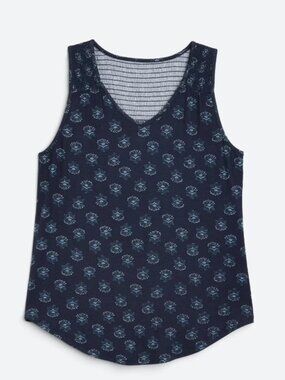 Market & Spruce Beth Smocked Yoke Knit Tank Navy